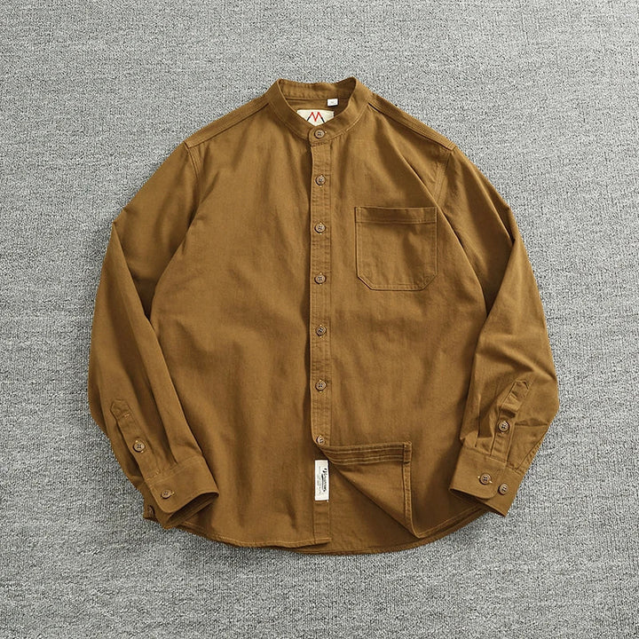 Chemise en coton à col officier