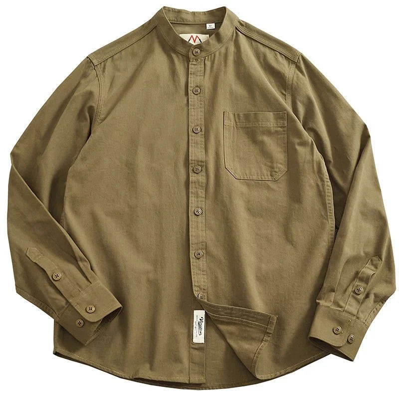 Chemise en coton à col officier