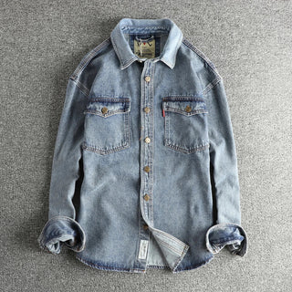 Zwaar denim overhemd met dubbele zakken