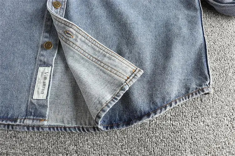 Zwaar denim overhemd met dubbele zakken