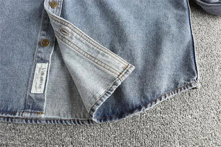 Zwaar denim overhemd met dubbele zakken
