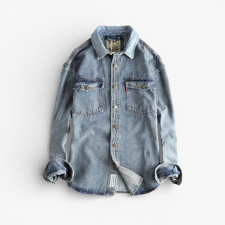 Zwaar denim overhemd met dubbele zakken