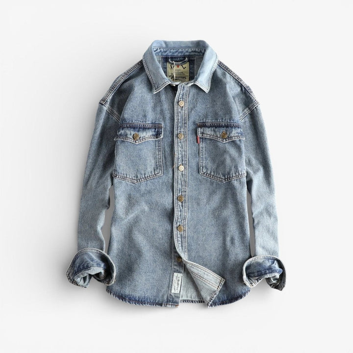 Zwaar denim overhemd met dubbele zakken