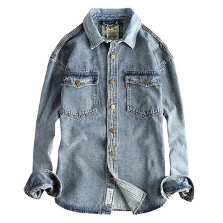 Zwaar denim overhemd met dubbele zakken