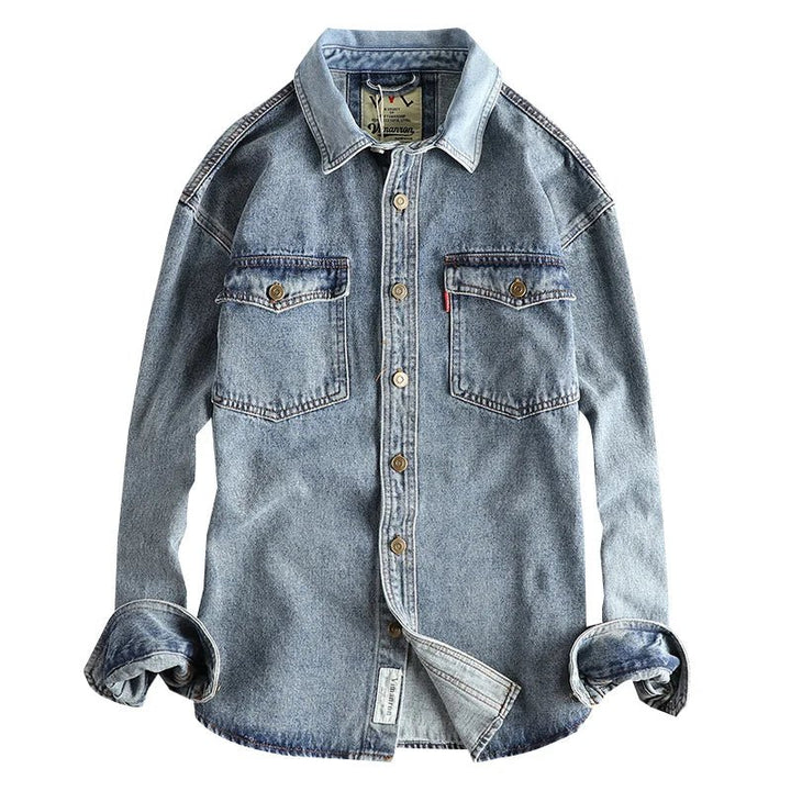 Zwaar denim overhemd met dubbele zakken