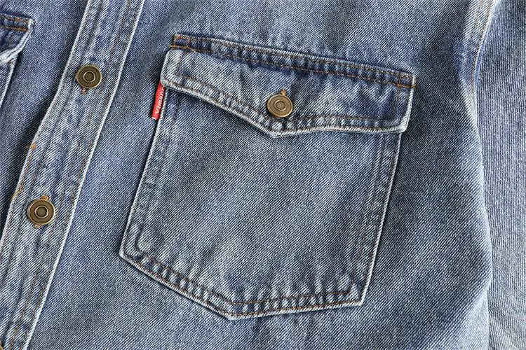 Zwaar denim overhemd met dubbele zakken