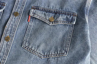 Zwaar denim overhemd met dubbele zakken