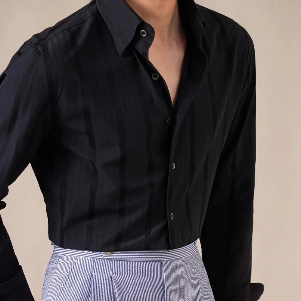 Chemise business slim fit à rayures verticales
