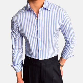 Chemise italienne bleue à rayures
