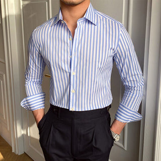Chemise italienne bleue à rayures