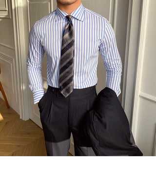 Chemise italienne bleue à rayures