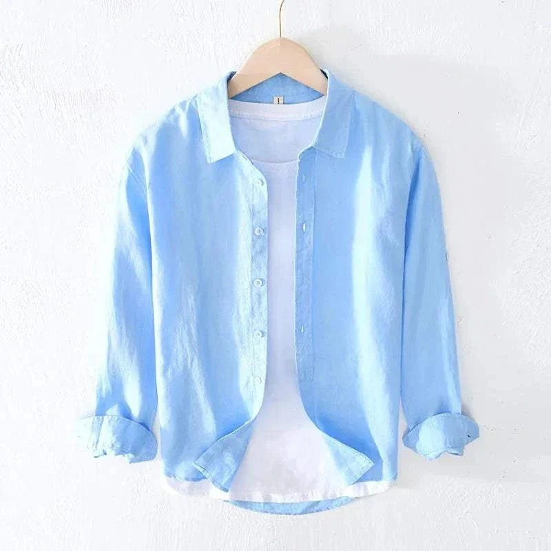 Chemise italienne en pur lin à manches longues