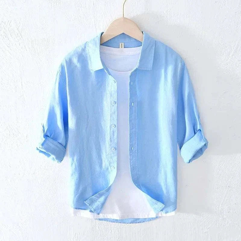 Chemise italienne en pur lin à manches longues