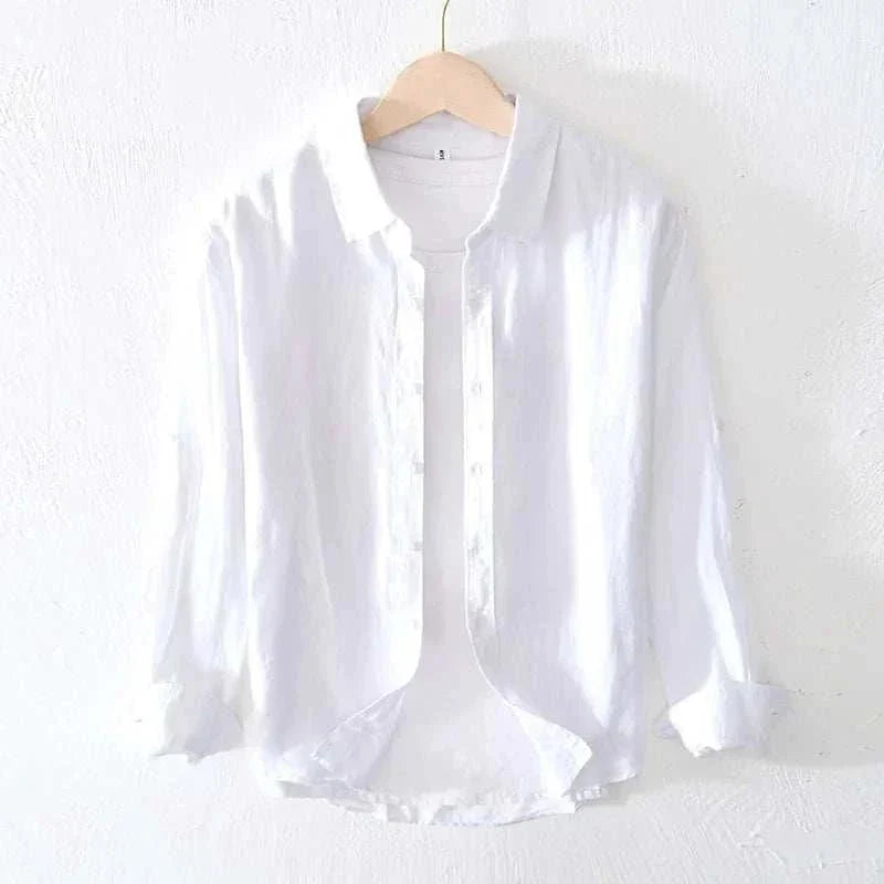 Chemise italienne en pur lin à manches longues