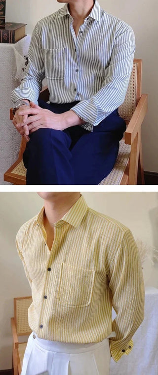 Chemise italienne rayée à manches longues