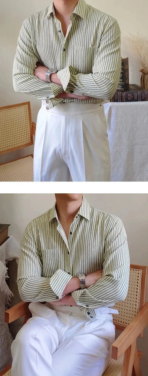 Chemise italienne rayée à manches longues
