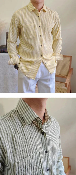 Chemise italienne rayée à manches longues