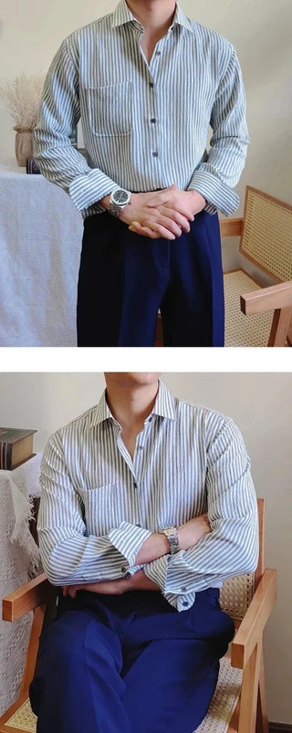 Chemise italienne rayée à manches longues