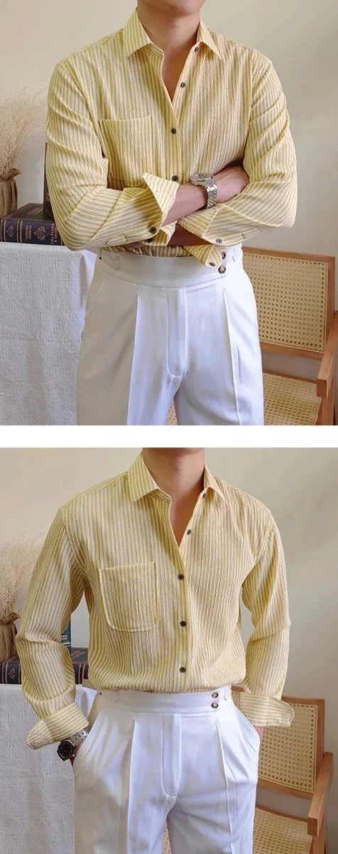Chemise italienne rayée à manches longues