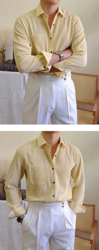 Chemise italienne rayée à manches longues