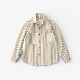 Chemise japonaise rayée en velours côtelé à doubles poches