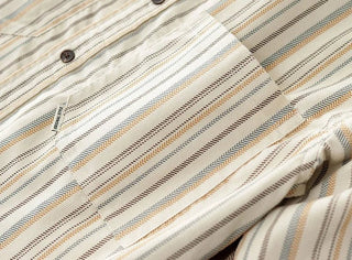 Chemise japonaise rayée en velours côtelé à doubles poches