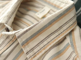 Chemise japonaise rayée en velours côtelé à doubles poches