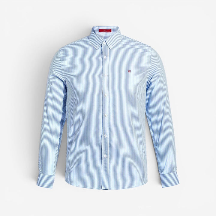 Chemise bleue classique à rayures