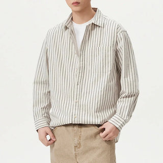 Chemise rayée en coton et lin