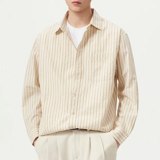 Chemise rayée en coton et lin