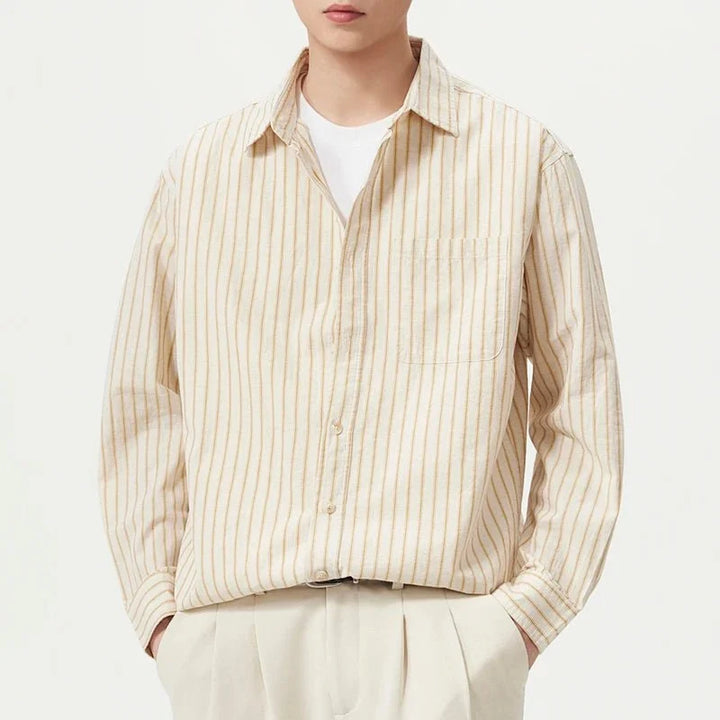 Chemise rayée en coton et lin