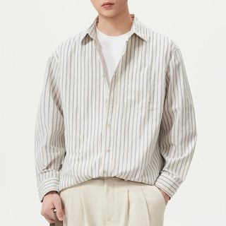 Chemise rayée en coton et lin