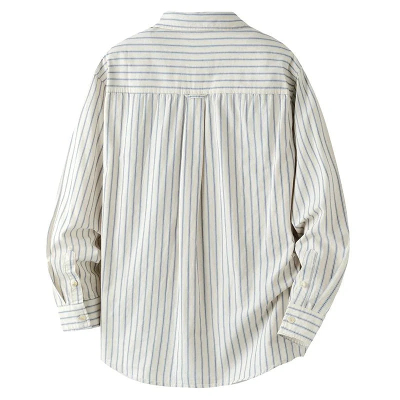 Chemise rayée en coton et lin