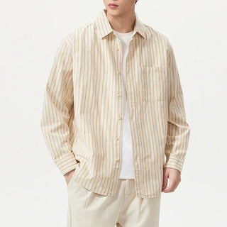 Chemise rayée en coton et lin
