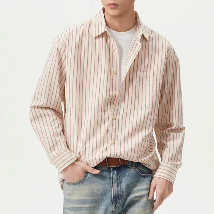 Chemise rayée en coton et lin