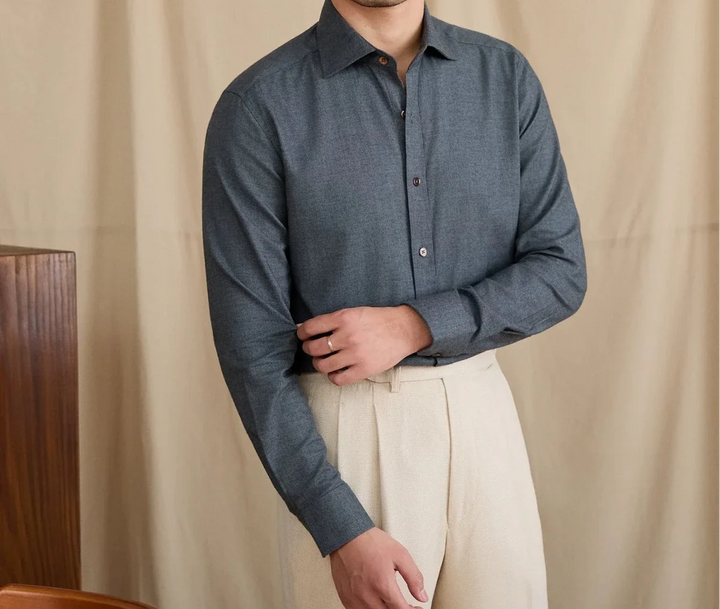 Chemise rétro élégante en pur coton