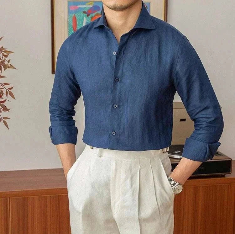 Chemise légère en lin à manches longues