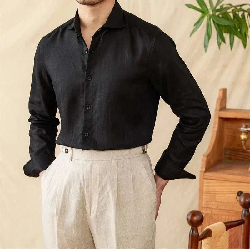 Chemise légère en lin à manches longues