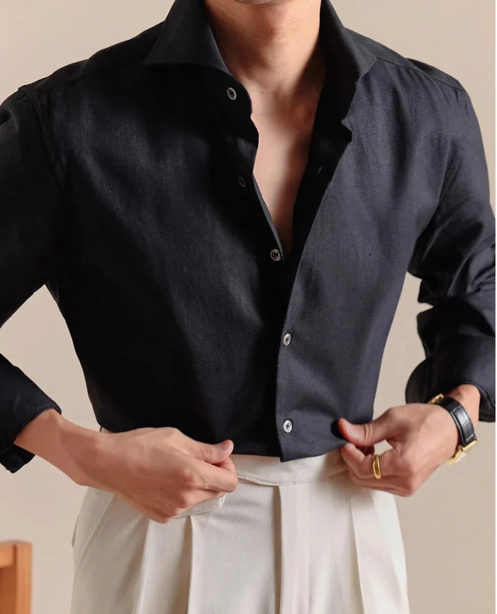 Chemise élégante respirante en lin et coton