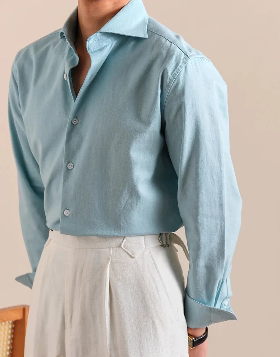 Chemise élégante respirante en lin et coton