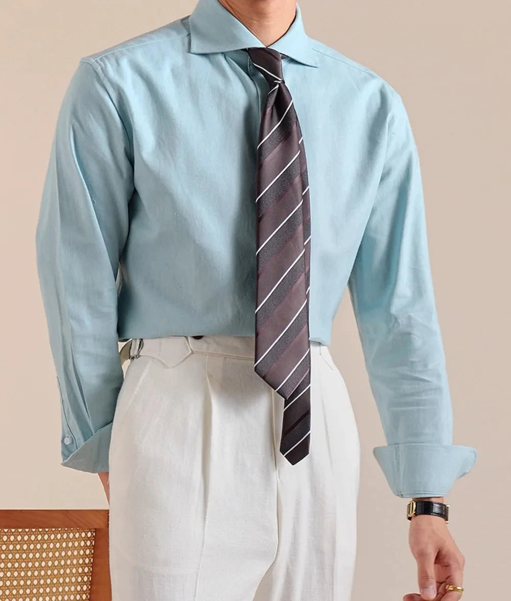 Chemise élégante respirante en lin et coton