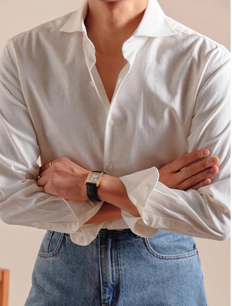 Chemise élégante respirante en lin et coton