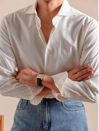 Chemise élégante respirante en lin et coton
