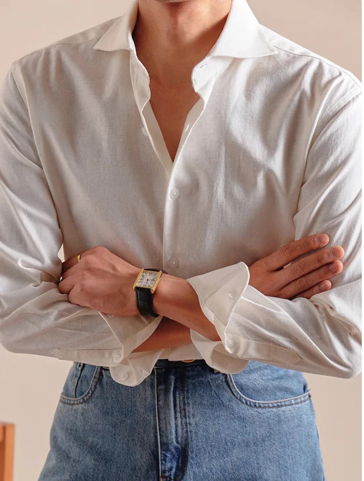 Chemise élégante respirante en lin et coton