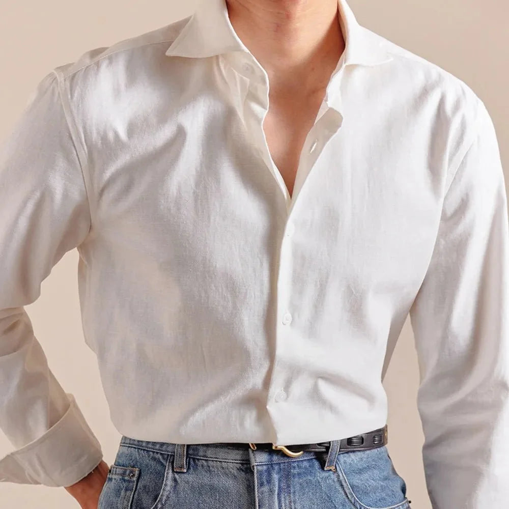 Chemise élégante respirante en lin et coton