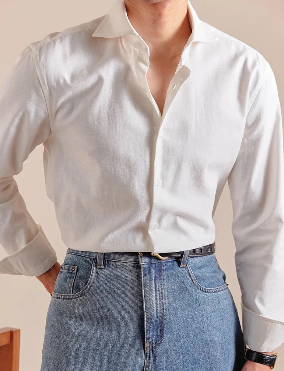Chemise élégante respirante en lin et coton