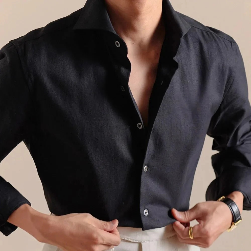 Chemise élégante respirante en lin et coton