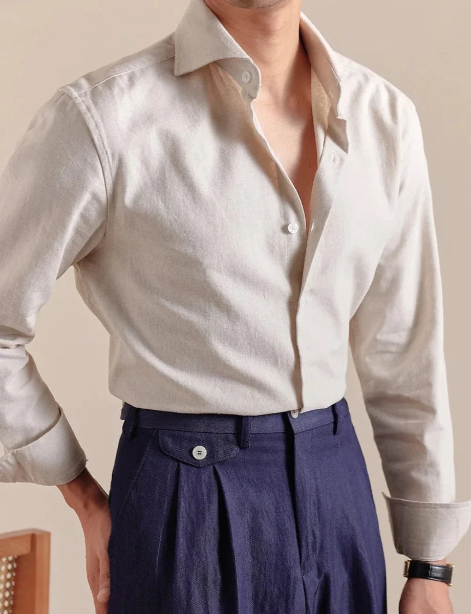 Chemise élégante respirante en lin et coton