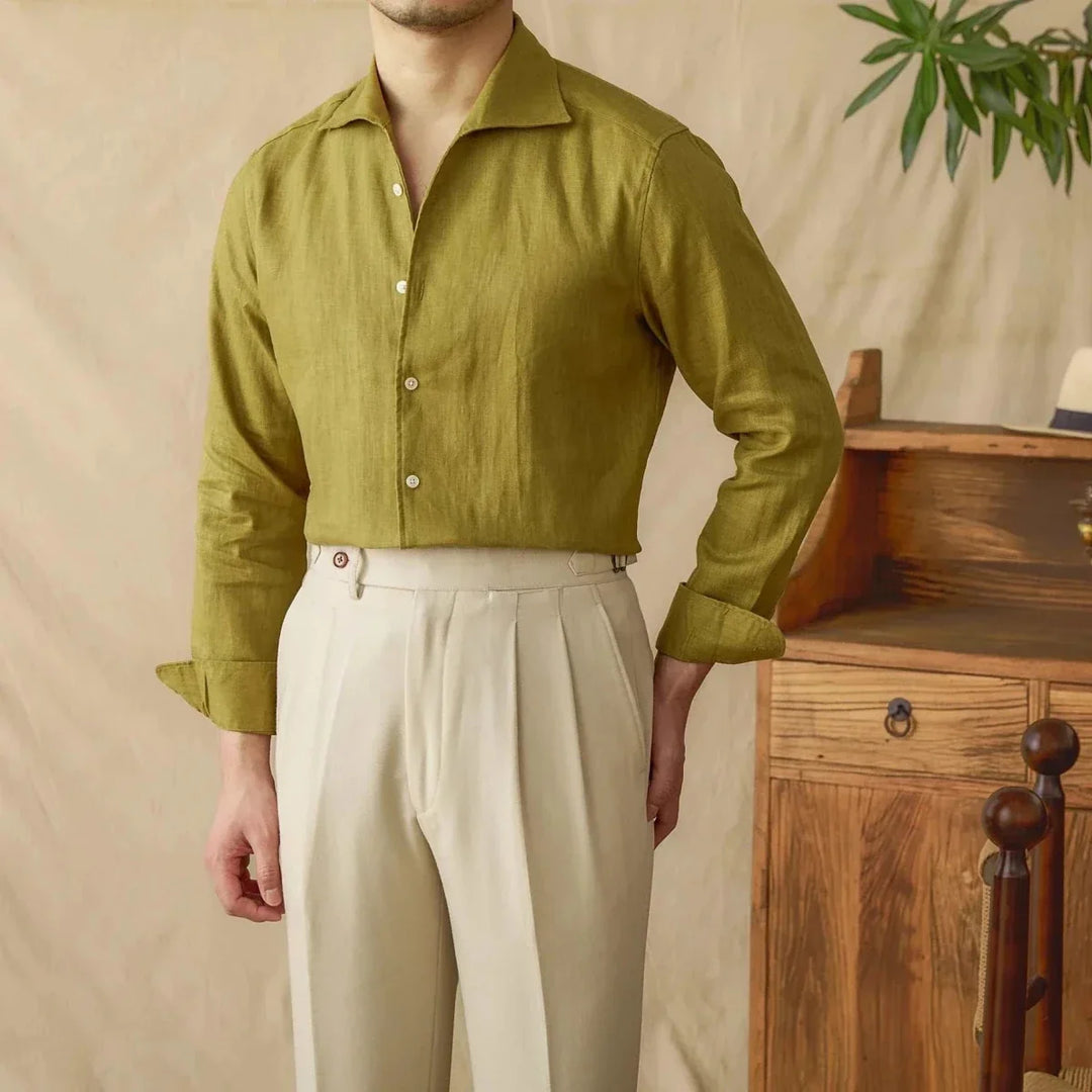 Chemise élégante en lin à manches longues