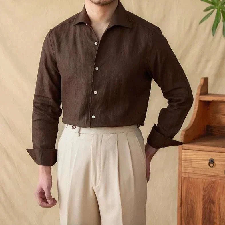 Chemise élégante en lin à manches longues
